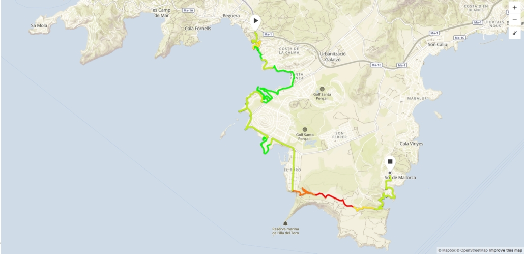 Übersichtskarte Etappe x-2 der Mallorca Umrundung